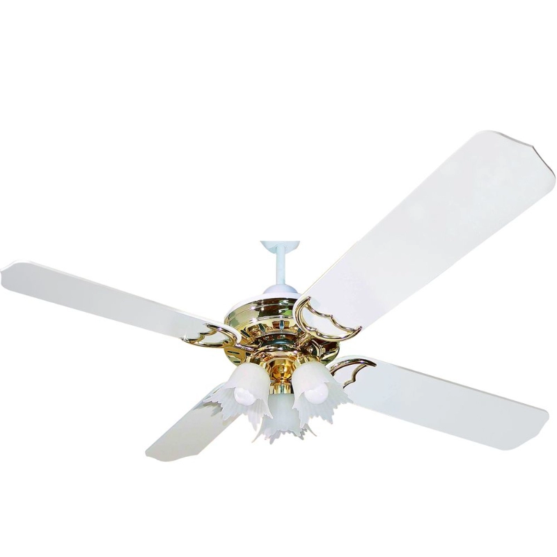 Ventilador De Techo Blanco Y Oro Con Araña