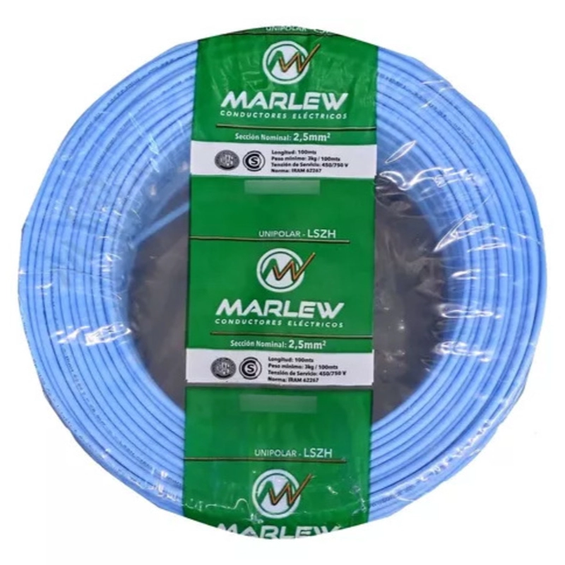 Rollo Cable Unipolar 1X2,5Mm2 Celeste 750V