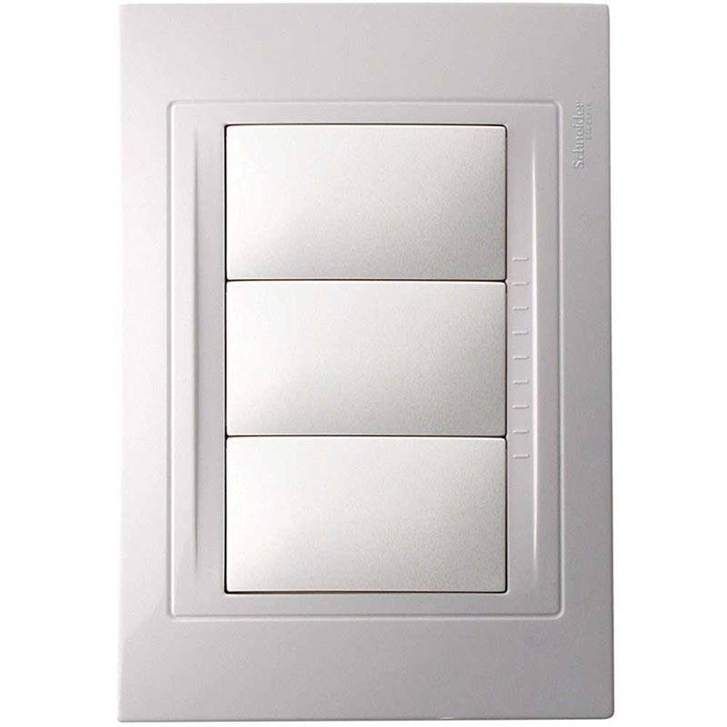 Tapa BASE de 3 módulos polimero blanco