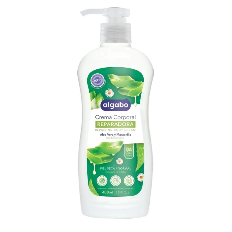 Algabo Crema Corporal Reparadora Aloe Vera y Manzana 400 ml
