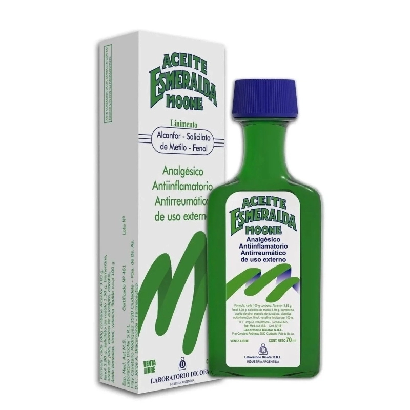 Aceite Esmeralda Moone Analgésico y Antiinflamatorio x 70 ml