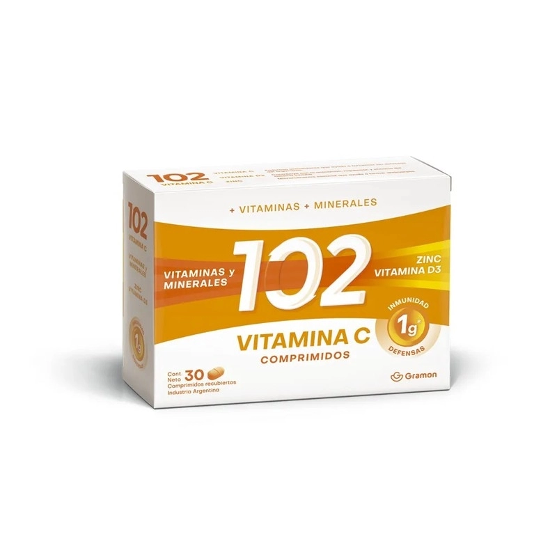 102 Años Vitamina C + D3 y Zinc x 30 Comprimidos