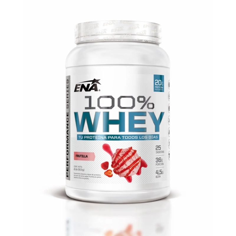Ena 100% Whey Protein Proteína de Suero Sabor Frutilla 907 g