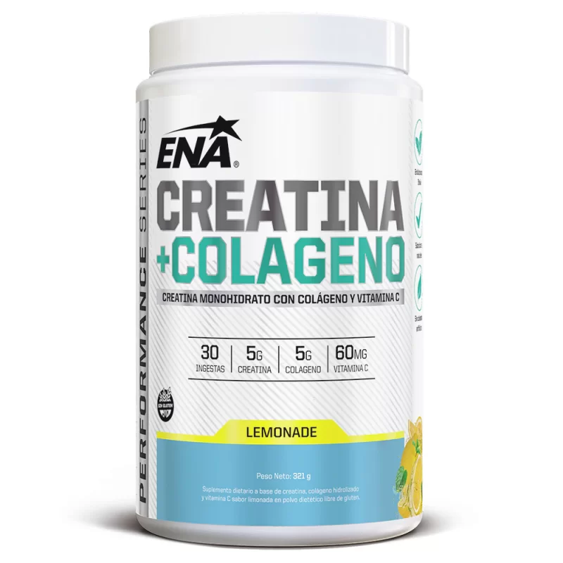 Ena Creatina Monohidrato + Colágeno Hidrolizado Sabor Limón 321 g