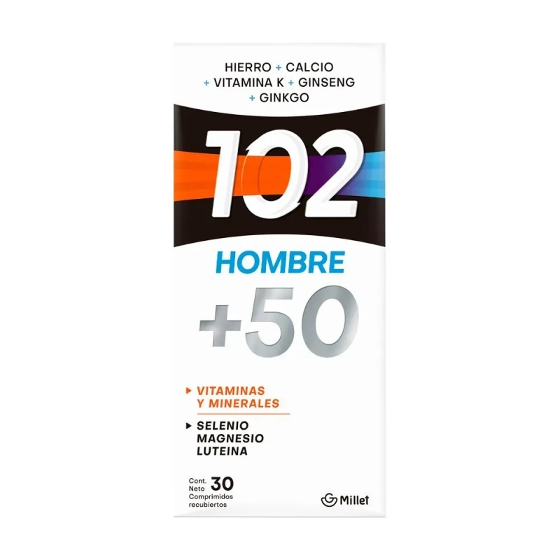 Suplemento Dietario Multivitamínico Hombre +50 102 Años x 30 Comprimidos