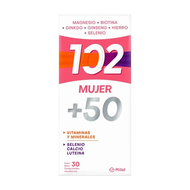 Suplemento Dietario Multivitamínico Mujer +50 102 Años x 30 Comprimidos