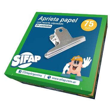 Aprietapapeles Niquelado 75 mm Sifap por Unidad Art.2200332215