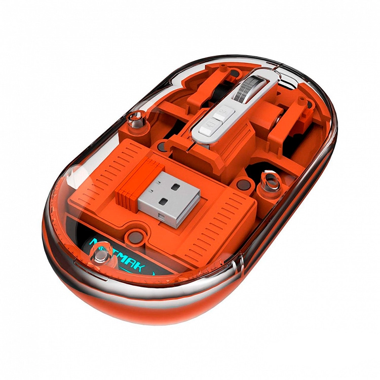 Mouse Netmak Optimize M670 Inalambrico Transparente Naranja 2.4GHZ BT 5.0 Art.NM-M670-O