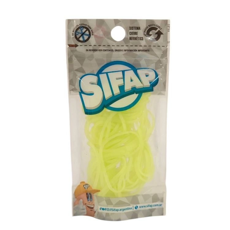 Bandas Elasticas de Caucho Sifap Verde Fluo x 16grs Art.88163
