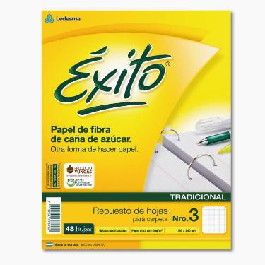 Repuesto Escolar de Carpeta Exito N°3 Ecologico 48 Hojas Cuadriculado ART.100910