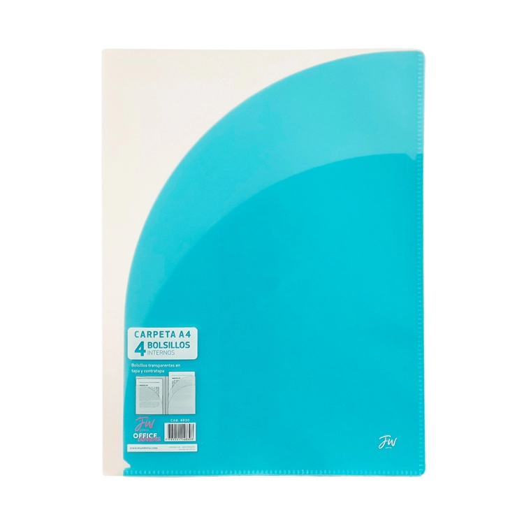 Carpeta FW A4 Con Bolsillo Celeste Pastel Art.4830