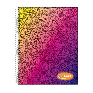 Cuaderno Escolar con Espiral Tapa Dura Gloria 21x27 Tipo ABC Fantasia 100 Hojas Rayadas Art.102680