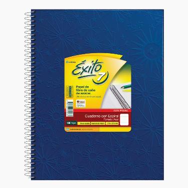 Cuaderno Escolar Con Espiral Tapa Dura Exito E7 Colegial 21x27 100 Hojas Rayadas Forrado Universo Azul Art.101969