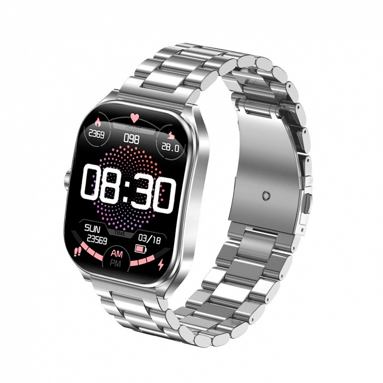 Reloj Inteligente Smartwatch Netmak Dynamic Curvo 2" Metalico Plata con malla Adicional Art.NM-DYNAMIC-S