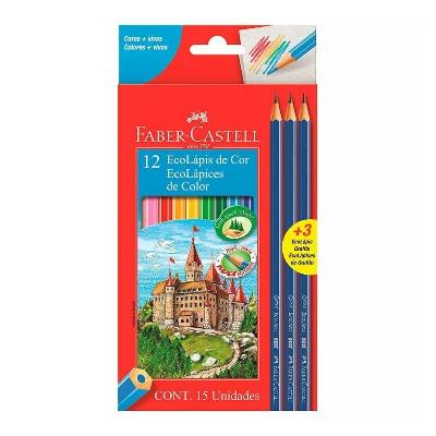 Lapices de Colores Faber Castell x 12 Largos Caja Roja + 3 Lápices Grafito ART.120112+3GR/112618