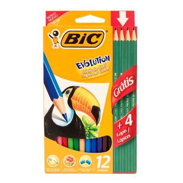 Lapices de Colores Bic Evolution Blister X 12 Colores + 4 Negros Largos ART.902545/9025452