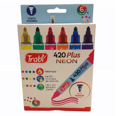 Marcador al aguaTrabi 420 Blister X 6 Colores Surtidos Punta Redonda Art.TR5809