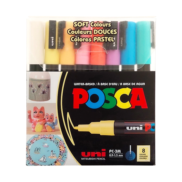 Marcador Acrilico Uni Posca 3M Soft Pastel x 8 Art.MUNPC3ME8S
