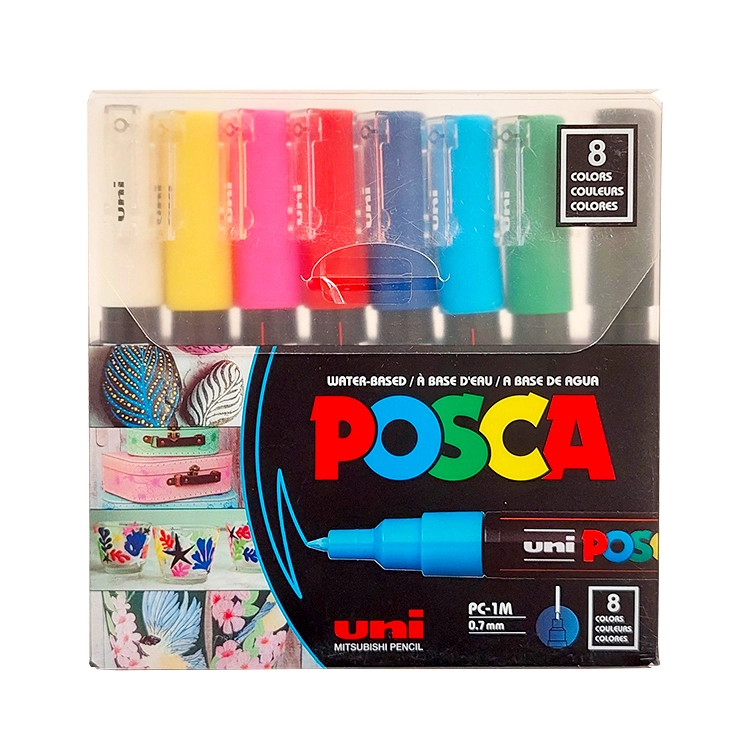 Marcador Acrilico Uni Posca 1M Colores Surtidos 0.7mm  x 8 Art.MUNPC1MRE8S
