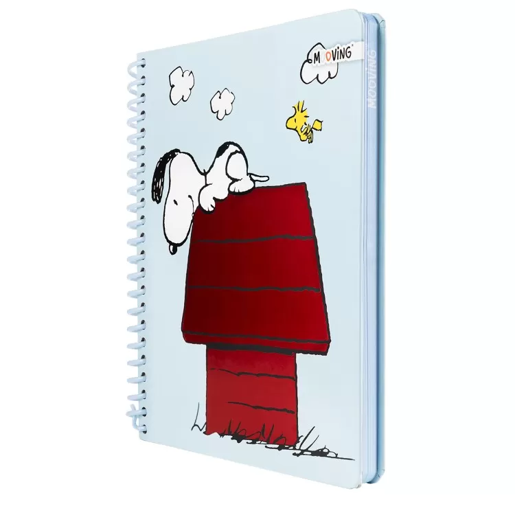 Cuaderno con Espiral Mooving Premium 1-2 Oficio Snoopy y Amigos 96 Hojas Celeste ART.1231134