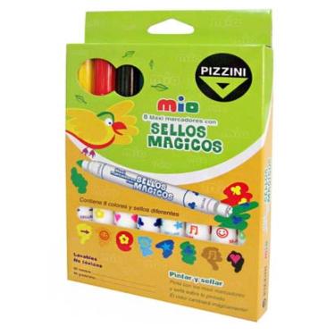 Marcador Escolar Pizzini Mio Maxi Sellos Magicos x 8 ART.8100SMX8