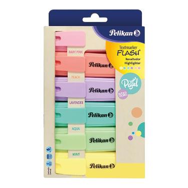 Marcador Resaltador Pelikan Flash Pastel Estuche X 6 ART.041-900-462