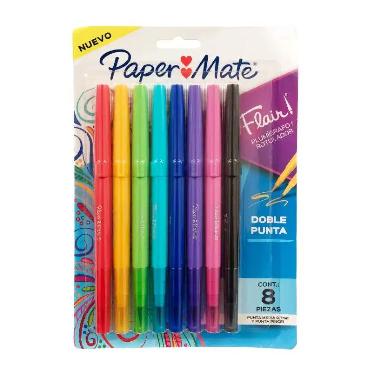 Marcador Doble Punta Paper Mate Flair Blister x 8 ART.2181387