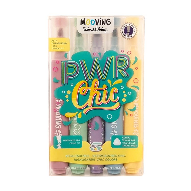 Marcador Resaltador Mooving Pwr Chic x 5 Coloring Art.3051905