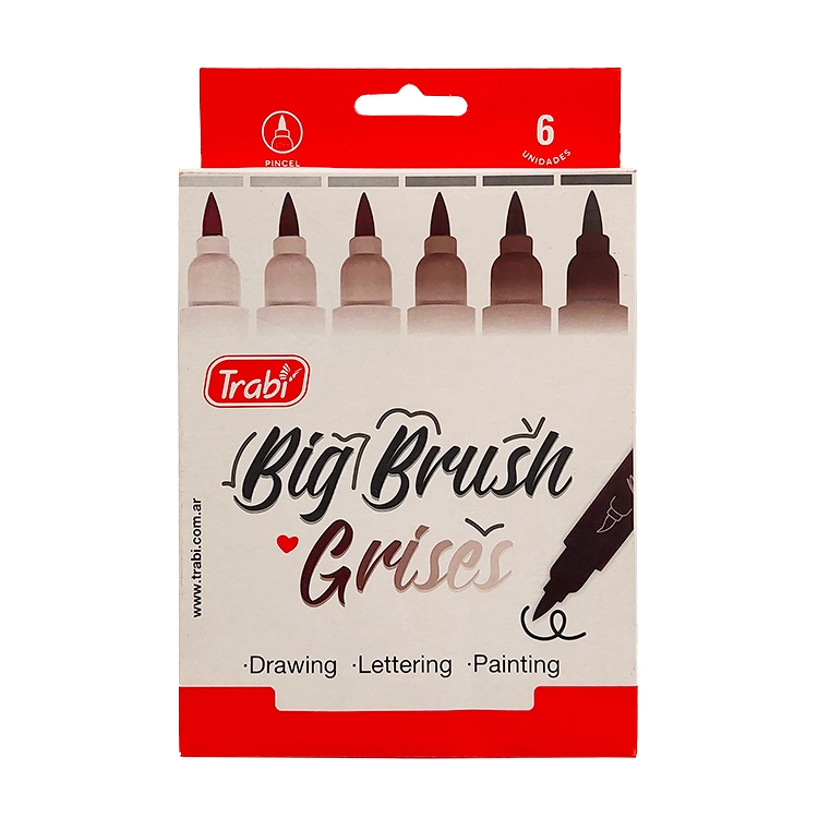Marcador Punta Pincel Trabi Big Brush Grises x 6 Art.TR67355
