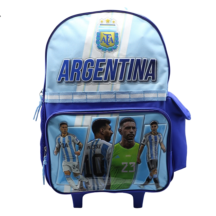 Mochila Escolar Cresko 2026 AFA Seleccion Argentina Messi y Dibu Con Carro Art.AF119