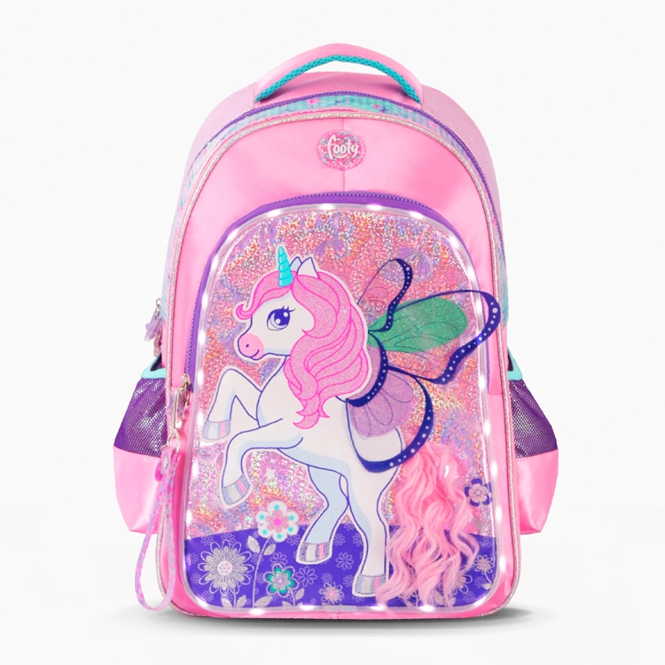 Mochila Escolar Footy 2025 Unicorn Wings Rosa 18" con Luz Led Art.F6343