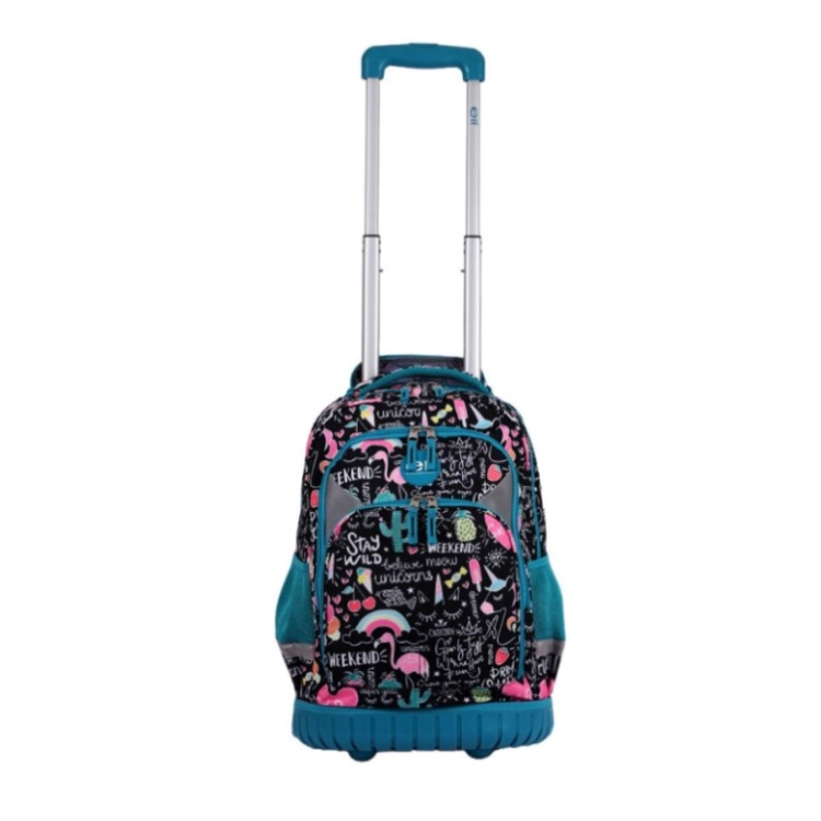 Mochila Escolar Elf 2025 1 Division Negra Graffiti con Carro Art.I6451A