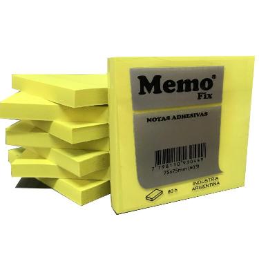 Notas Adhesivas Memo Fix 75X75 Amarillo Fluo 80 Hojas Art.603