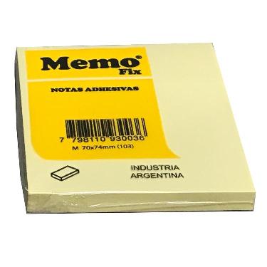 Notas Adhesivas Memo Fix M 74X74 Amarillo x 100 Hojas Art.103