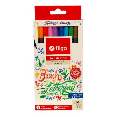 Marcadores Punta Pincel Filgo Brush 035 x 10 Colores Surtidos Art.BSH35-E10-SUR