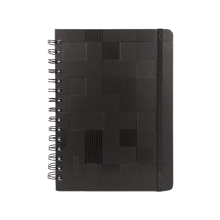 Cuaderno con Espiral Tapa Dura FW B-Pack Cuadros Black Modern con Elastico A5 16x21 96 Hojas Cuadriculada Art.202783