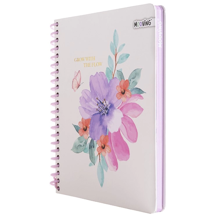 Cuaderno con Espiral Mooving Premium 1-2 Oficio Garden Blanco 96 Hojas Rayado Art.1231241
