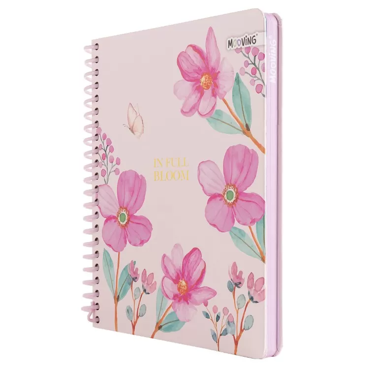 Cuaderno con Espiral Mooving Premium 1-2 Oficio Garden Rosa 96 Hojas Rayado Art.1231241