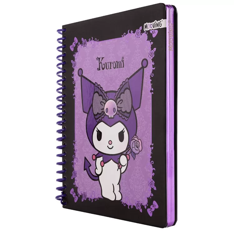 Cuaderno con Espiral Mooving Premium 1-2 Oficio Kuromi Negro 96 Hojas Rayado Art.1231255