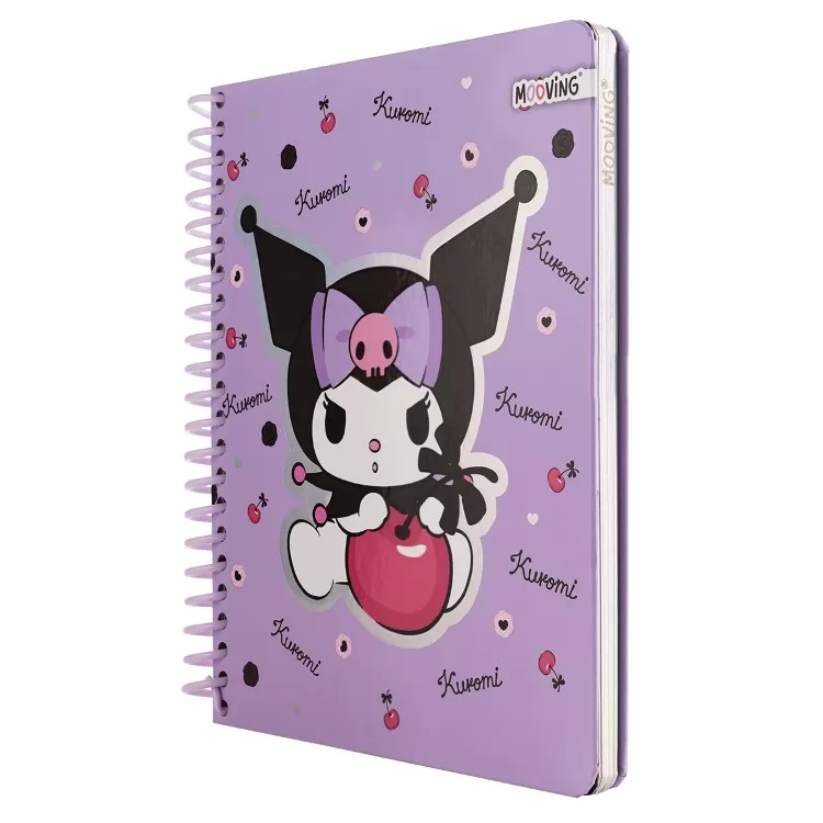 Cuaderno con Espiral Mooving Premium 1-2 Oficio Kuromi Lila 96 Hojas Rayado Art.1231255