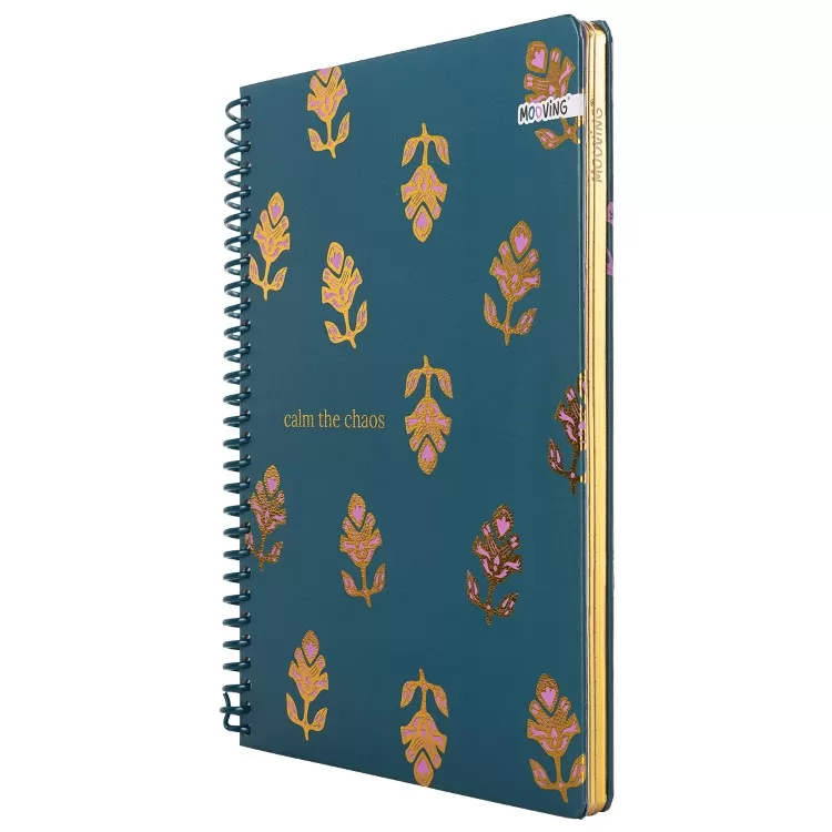 Cuaderno con Espiral Mooving Premium Carta Boho Petroleo 96 Hojas Rayado Art.1230269