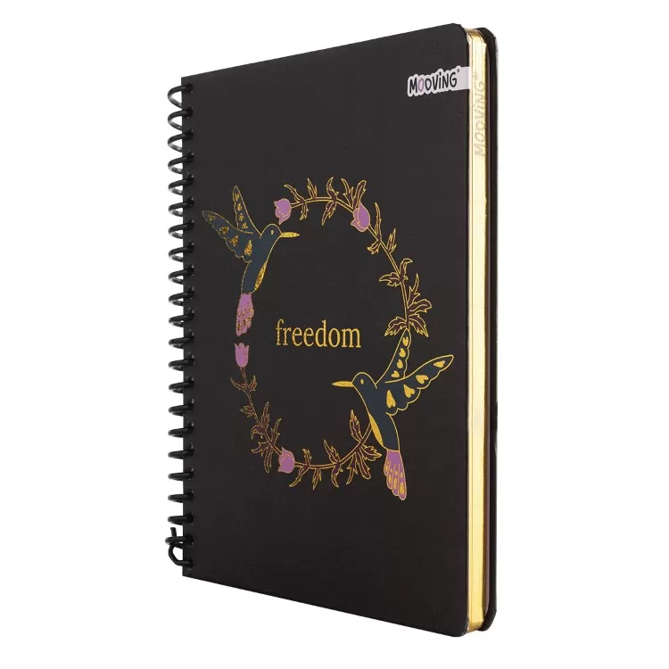 Cuaderno con Espiral Mooving Premium 1-2 Oficio Boho Negro 96 Hojas Rayado Art.1231269