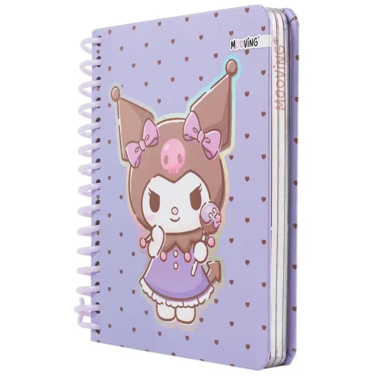 Cuaderno con Espiral Mooving Premium Pocket Kuromi Dorado 96 Hojas Rayado Art.1232255