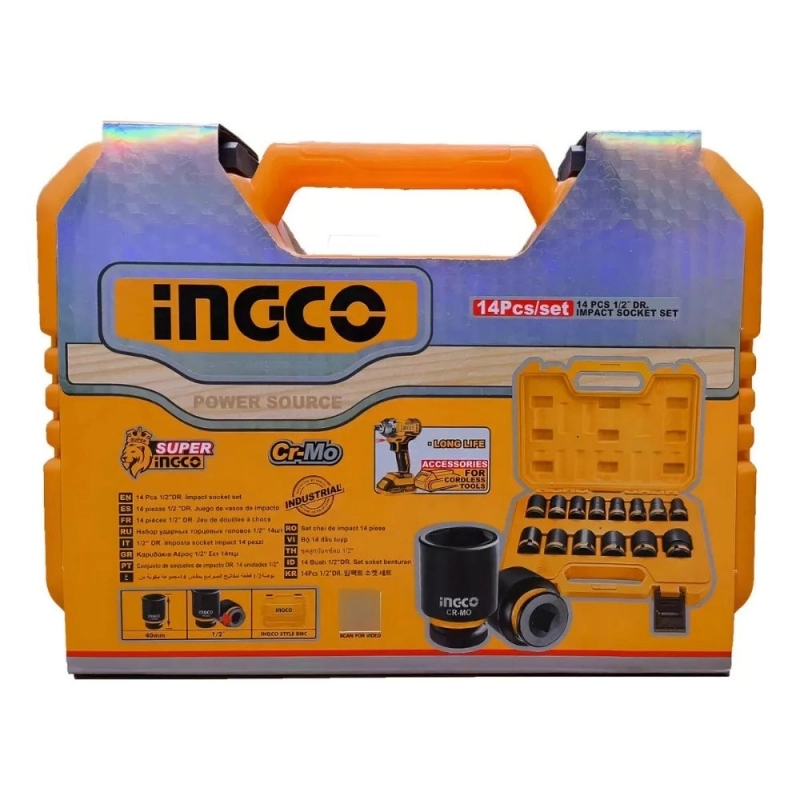 Juego de Bocallaves Alto Impacto INGCO de 1/2 - 14 Piezas