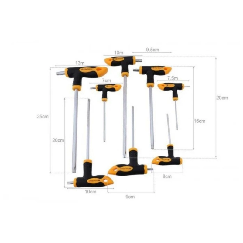 Juego de Llaves T Hexagonales Punta Bola TOLSEN 8 Piezas