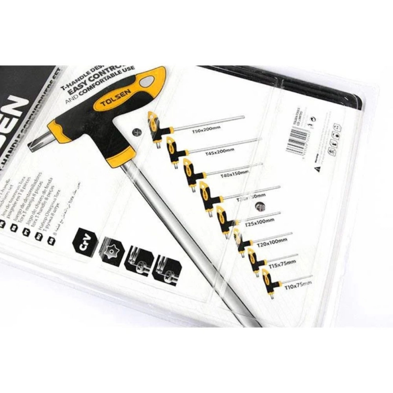 Juego de Llaves T Hexagonales Punta Bola TOLSEN 8 Piezas