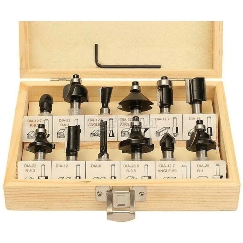 Set Fresas para Madera TOLSEN 12 Piezas