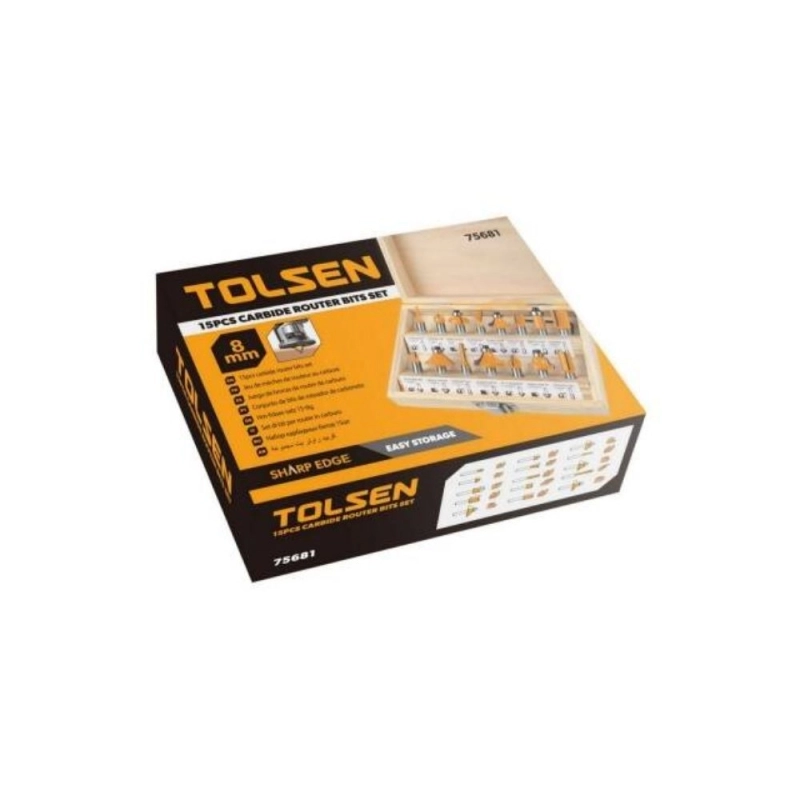 Set Fresas para Madera TOLSEN 15 Piezas