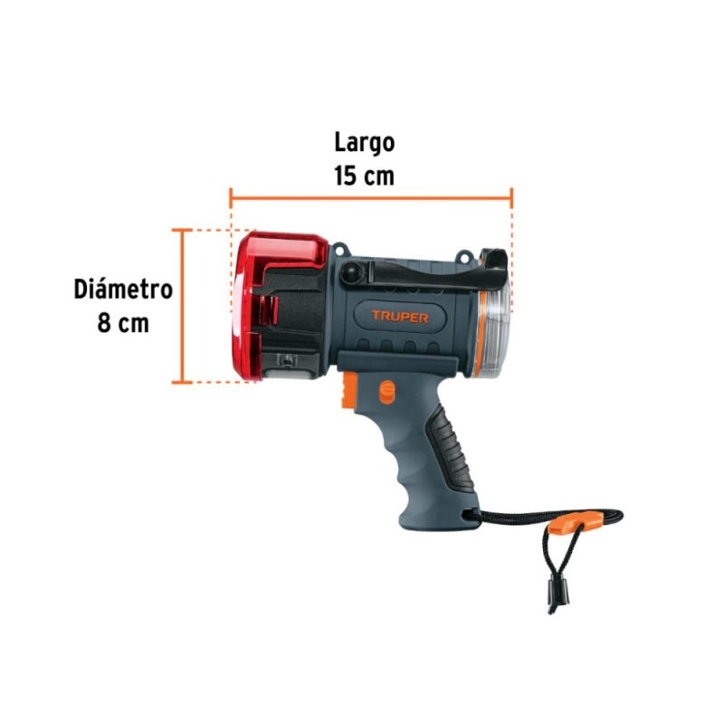 Linterna Reflectora LED TRUPER Recargable 2000Lm
