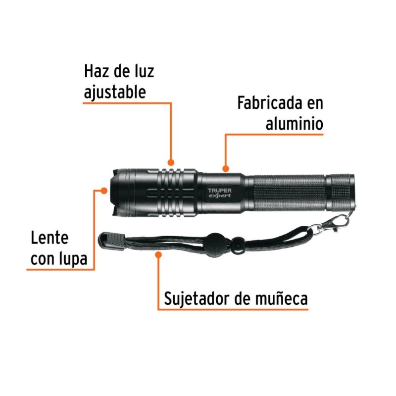 Linterna LED TRUPER Cuerpo Aluminio Recargable 310Lm